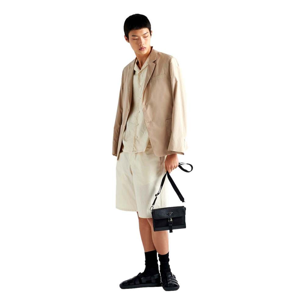 Prada Nero Black Re-Nylon Saffiano Silver Triangle Logo Messenger Crossbody - Picture 7 of 7